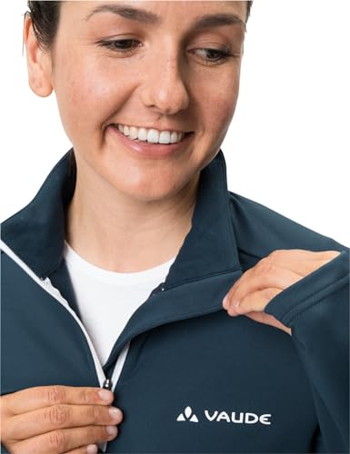 VAUDE Damen dünner Fleecepullover Livigno Halfzip II, angenehm warm, schnelltrocknend, atmungsaktiv, Passform: Slim fit, Dark sea Uni, 34 – Ansicht 7
