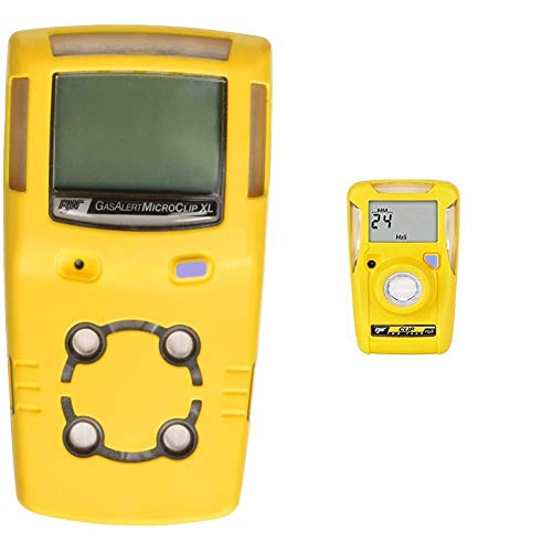 Image of BW Technologies GasAlertMicroClip XL 4 Gas Detector, CO, H2S, LEL and O2, Yellow and BW Technologies Corded Electric BWC2-H BW Clip Single Gas H2S Monitor