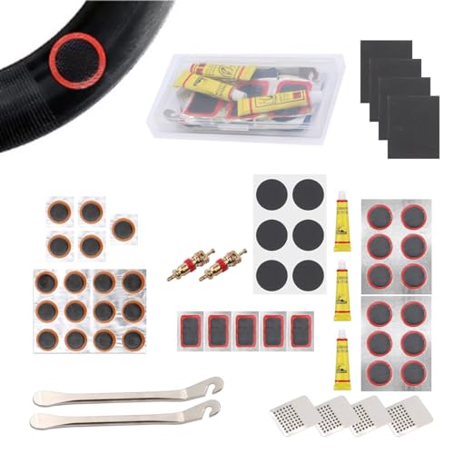 Ninnyi 55PCS Puncture Repair Kit Bike Tyre, Self Adhesive Bicycle Puncher Repair Patches for Motorcycle Mountain Bike Road Bike