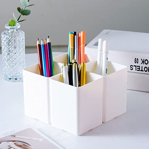 Yosco 4Pcs Pencil Holder Plastic Pen Cup For Office Desktop Stationery Storage Organizer Makeup Brush Holder (Square-White) #TOP3