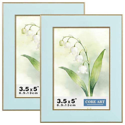 CORE ART 3.5x5 Light Blue Picture Frame 2 Pack HD Plexiglass