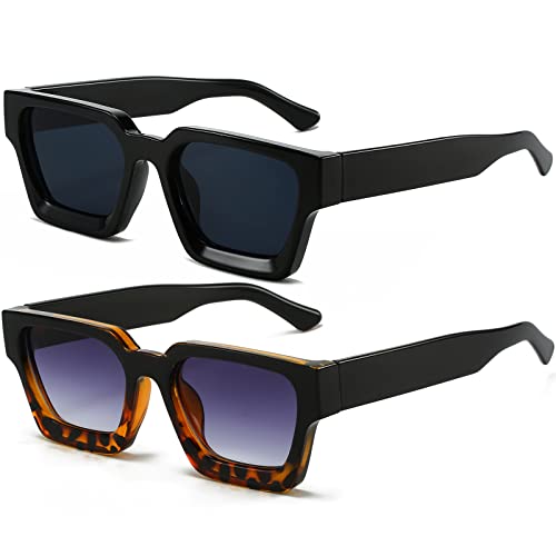 Image of AIEYEZO Square Sunglasses for Women Men Square Thick Frame Sun Glasses Simple Designer Style Shades