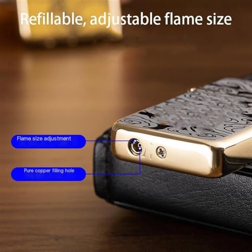 Encendedor recargable de metal con llama ajustable y resistente al viento miniatura 5