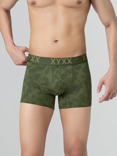 Image of XYXX Men's Matrix Super Combed Cotton Blend Geometric Antimicrobial Trunks with No Marks Waistband (Pack of 2)
