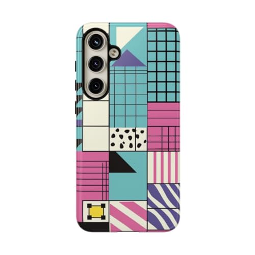 Coque géométrique bloc de couleur rigide et brillante pour Samsung S24 Plus