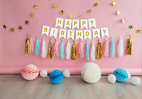 Image of Happy Birthday Banner Decoration with Shiny Letters Glitter White Gold Birthday Banner Sign Birthday Party Decorations Supplies