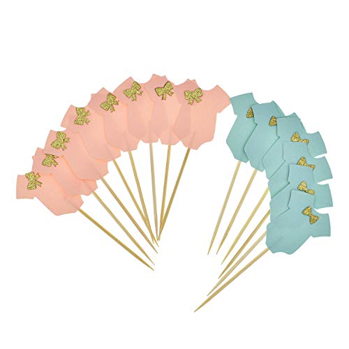 40 Pack Baby Jumpsuits Baby Shower Cake Cupcake Toppers Picks For Boy Birthday Party Decors Baby Shower Decors #TOP3