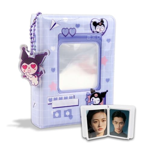 Photocard Binder, 3 Inch Kpop Photocard Holder 40 Pockets Kpop Photocard Binder Portable Mini Cartoon Photo Album Kpop Binder Photo Card Book With Lovely Pendant for Family Travel Photo Collection