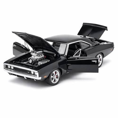 Image of Dodge Charger 1:24 Scale Die Cast Metal Car - Pull Back Classic Muscle with Openable Doors, Hood & Trunk, Lights & Sound, Collectible Showpiece for Kids 6+ & Car Enthusiasts