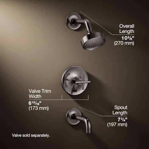 KOHLER T14421-3-TT Purist Rite-Temp Bath And Shower Trim Kit With Push-Button Diverter And Cross Handle 2.5 Gpm, Vibrant Titanium miniatura 3