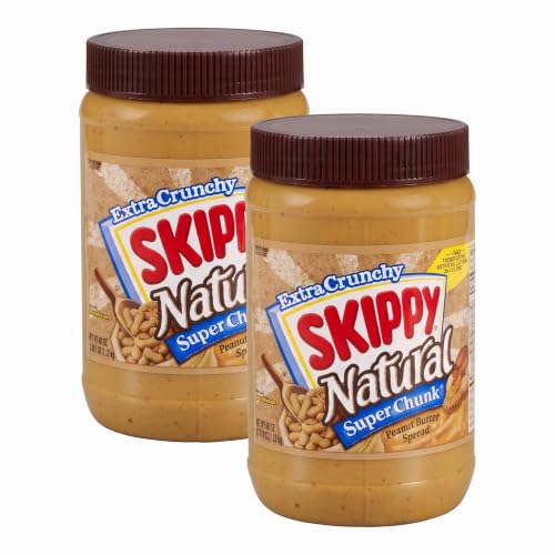SKIPPY Natural SUPER CHUNK Peanut Butter Spread, 7 g Protein Per Serving, 40 oz.(Pack of 2)