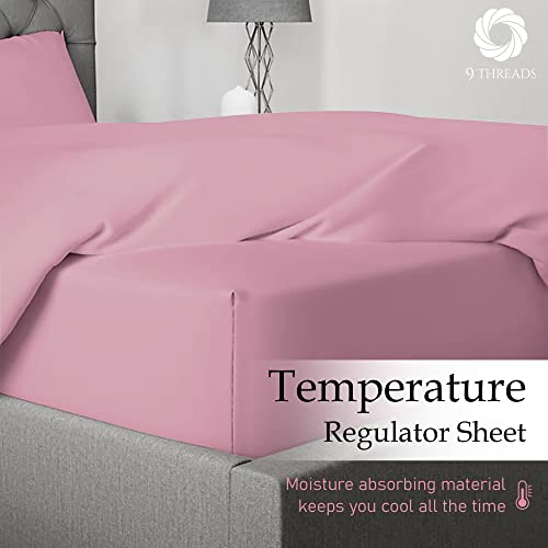 9Threads 400 Thread Count 100% Cotton Sateen Bed Sheets Deep Pocket, Cotton Bedsheets Crisp Cool And Strong Bed Linen (Pink, Queen) #TOP6