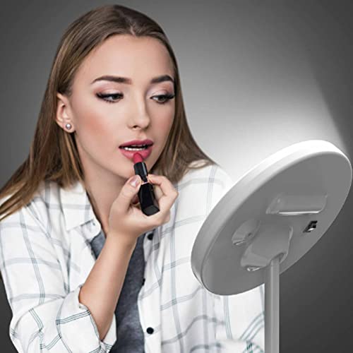 inia Espelho de maquiagem iluminado a led recarregável, Espelho de mesa com suporte de espelho de 3
