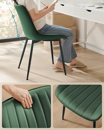 SONGMICS-Esszimmerstuhl-2er-Set-Kuchenstuhl-SamtPolsterstuhl-bis-120-kg-belastbar-Stahlbeine-Gebogene-Ruckenlehne-fur-Esszimmer-Kuche-grun-tintenschwarz-LDC090C01 | Dealmeister.io Alt tag für bilder post titel