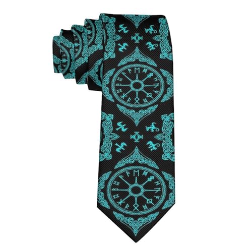 MZERSE Fashion Neckties Mens Shirt Uniform Skinny Tie for Business Holiday Necktie Viking Vegvisir Magic Navigation Compass Ancient