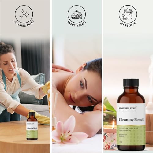 Image of Majestic Pure Cleaning Essential Oil for Diffuser - 1 Fl Oz | Use in diffusers, oil burners and DIY candles to enjoy a pleasant aromatic experience.