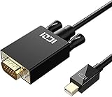 ICZI Câble Mini Displayport vers VGA, Adaptateur Mini DP (Thunderbolt) vers VGA(6ft/1.8m), Convertisseur Plaqué Or 1080P, Compatible avec MacBook, Surface Pro & Surface 3, Chromebook Pixeletc