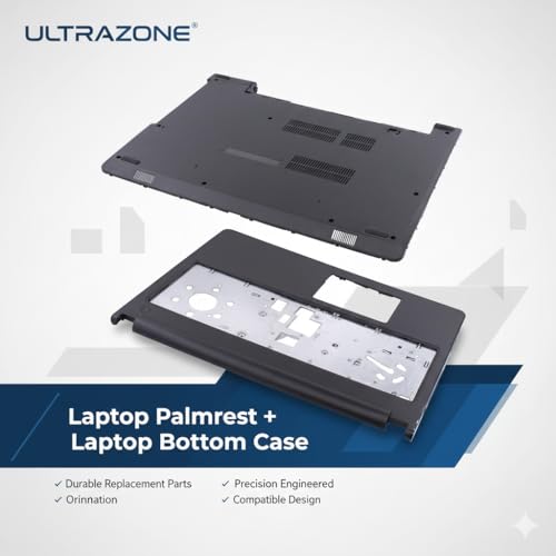 Image of ULTRAZONE Laptop Replacement Upper Case Palmrest Assembly + Base Bottom Cover Assembly for Dell Inspiron 15 (3565), Inspiron 15 (3567), PN: 4F55W, 04F55W