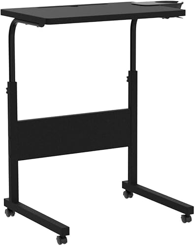 Miniatura 4 de Klvied Escritorio de pie de altura ajustable, escritorio de pie con soporte para tazas, escritorio portátil para laptop, móvil, escritorio para