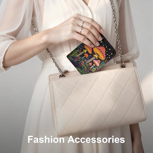 Image of Mayski Credit Card Holder, Zipper Credit Card Wallet for Women, Small Accordion Card Cases Holder, KeyChain Wallet, Business Card Holder(Mushroom 01)