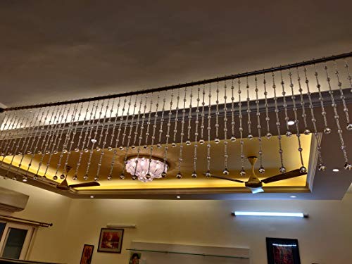 Indian Craft Crystal Strings Beaded Curtain Glass Drop Beaded Curtain, Crystal Curtain, Crystal Backdrop, Crystal Drops, (Set of 25)| Strings Bead Curtain | Fancy Sparkling Door Window String Beads |