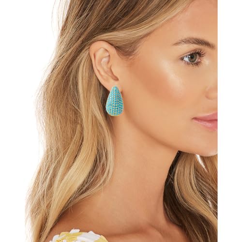 Chunky 18K Gold Plated Hoop Earring Silver Teardrop Earrings for Women Water Drop Lightweight Rhinestone Crystal Dangle Jewelry Wedding Bridal Bridesmaids Valentine's Gift for Woman Lover Mom2