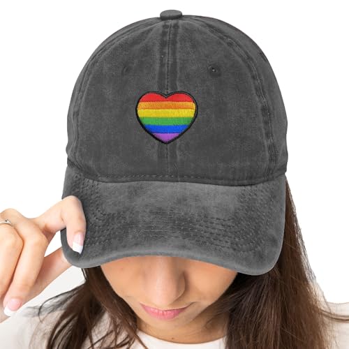 Image of Embroidered Pride Hat LGBT Cap Low Profile Distressed Dad Hat