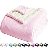 LBRO2M Sherpa Fleece Bed Blanket Queen Size Super Soft Fuzzy Plush Warm Cozy Fluffy Microfiber Couch Throw Velvet Double Reversible Luxurious Blankets,Pink