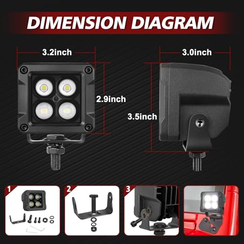 LTEODCHEW LED Cubes 3 Inch CREE Driving Pod Lights Off Road LED Pods Ditch Light Spot Square Reverse Auxiliary Work Lights for Truck Pickup ATV UTV SUV Wrangler Boat by LTEODCHEW - Image 2