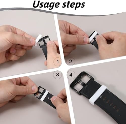 Psiriol 9 Pcs Watch Band Retainer Loops, 18mm/20mm/22mm Watch Band Keepers, White Silicone Watch Strap Holder Rings Replacement Parts for Smart Sport Watches - 2