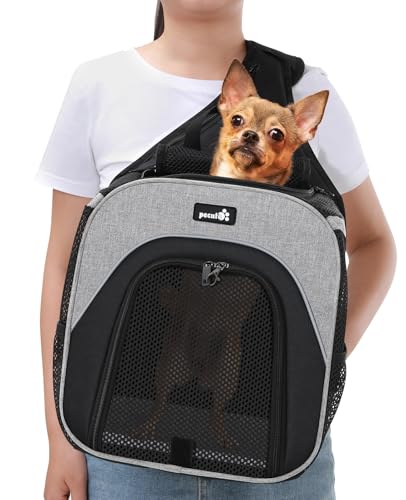 Pecute Bolsa Frontal para Mascotas Pequeño Ajustable, Portátil y Transpirable, Mochila para Perro Pequeño con Ventana de Malla, Ideal para Viajar, IR de excursión o Llevar a su Mascota al médico