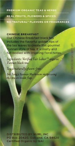 Numi Organic Tea Chinese Breakfast, 18 Count Box Of Tea Bags, Yunnan Black Tea (Packaging May Vary) #TOP3