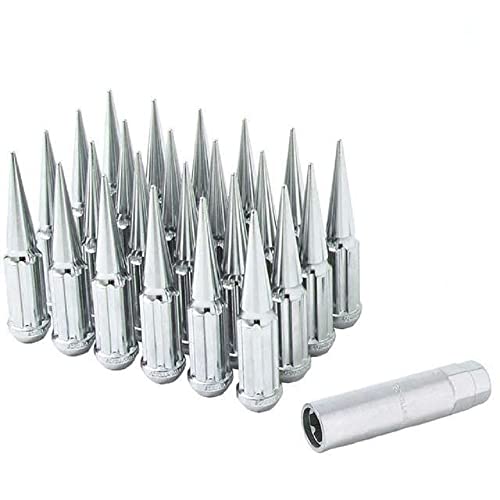Image of Small Diameter Spline Spike Lug Nuts - 13 /16 inch & 7 /8 inch Dual Hex Key - 14mm x 2.00 Thread Size - Chrome Finish - Set of 24 (SPK6-14200)