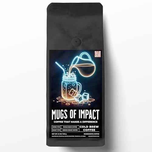 Mugs Of Impact - Roasted On Order Fresh Whole Bean Coffee - Support Animal Shelters - Light, Medium, Dark Roasts - Ethically Sourced 12 Ounce, Cold Brew Coffee