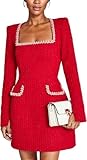 Design chic avec une touche moderne : dotée d'une silhouette trapèze flatteuse, de manches longues et de délicats accents de strass, cette robe courte combine une ambiance vintage avec un style tendance. Disponible en blanc classique, rouge vif ou noir élégant, c'est une pièce polyvalente qui convient aux cocktails, aux bals, aux occasions formelles et même aux looks quotidiens.
