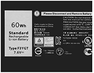 ASKC 60Wh F3YGT Laptop Battery Replacement for Dell Latitude 12 7000 7280 7290 Latitude 13 7000 7380 7390 Latitude 14 7000 7480 7490 Series DM3WC 0DM3WC 2X39G DM6WC 451-BBYE 7.6V 4-Cell