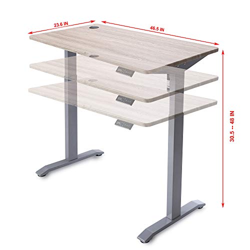 Unicoo - Electric Height Adjustable Standing Desk, Standing Workstation Home Office Sit Stand Up Desk With 4 Pre-Set Memory Display Controller (Antique Oak Top/Grey Legs-Electric-Kt1001) #TOP2