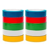 SteadMax 10 Pack Electrical Tape Rolls, 1/2 Inch x 20 Feet, Durable, Easy-Wrap, Flame Retardant, Heavy Duty Tape, Assorted Colors, (Pack of 10)