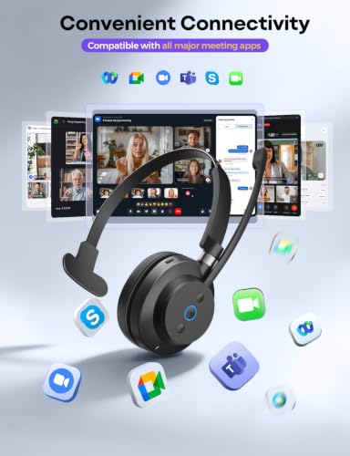 Image of BINNUNE Wireless Headset with Mic for Work, Charging Stand & USB Dongle
