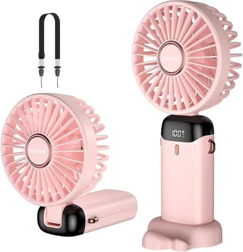 Image of Rechargeable Portable Handheld Fan,5000mAh Battery Operated Mini Fan,5 Speeds and LED Display,Long Lasting Desk Fan for Office,Bedroom,Outdoor Activities and Travel (Pink2)