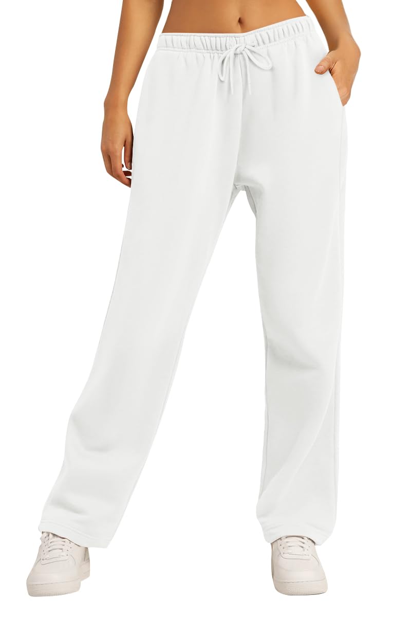 AUTOMET Women's Wide Leg Sweatpants Fleece Lined Baggy Straight Leg Lounge Pants Fall Outfits Athletic Joggers with Pockets