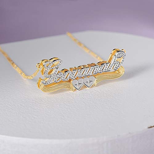 BlingSparkle Double Plated Nameplate Name Necklace Custom Heart Necklace Personalized Two Tone Gold and Silver Custom Name Necklace for Women Teen Girls Jewelry Gift3