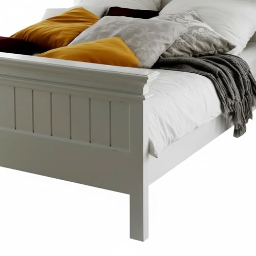Image of APRODZ Solid Wood Without Storage King Size Clemons Bed for Bedroom Stylish | White Finish
