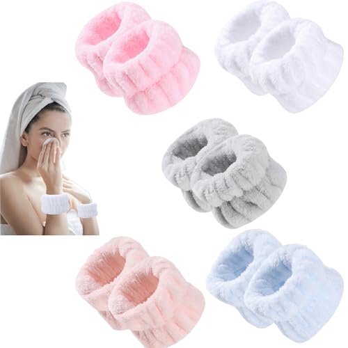 YFTRFR 10 Pcs Wrist Bands for Face Washing and Skincare Soft Thickened Absorbent Wrist Sweatbands Microfibre Absorbent Towel Prevent Liquid from
