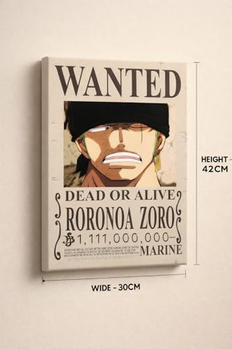 Image of Bond Verse Zoro Wanted Poster A3 size (29.7 x 42 cm) Size Wall Poster | Anime Inspired Vintage Bounty Design | 350 GSM Premium Matte Mount Board | Room Decor Poster for Bedroom, Gaming Setup & Office | Unframed