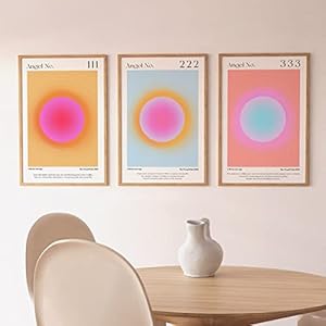 YNTIME Colorful Gradient Aura Angel Numbers Postersets, voor kamer, esthetisch, inspirerende spreuken, canvas, wall art, schilderijen, abstract, minimalistisch, Y2k, decoratie, voor