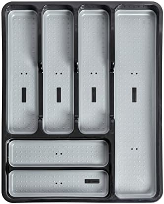 Addis Premium Soft touch 2 Twin Compartment Drawer large Utensil Cutlery Organiser Tray, White & Grey new 2 Sections