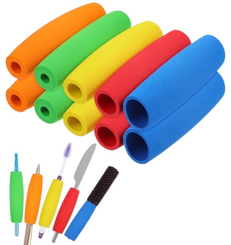 10Pcs Foam Grip Tubing, Adaptive Utensils for Elderly No-Cut Foam Grip Aid for Utensils Comfortable Padding for Disabled & Arthritic Hands, 3.5 Inch, Easy to Use
