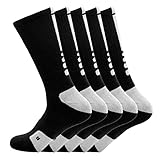 MUMUBREAL Elite - Calcetines de baloncesto acolchados atléticos, calcetines deportivos de compresión gruesos para hombres y mujeres, Negro-5 pares, Talla única