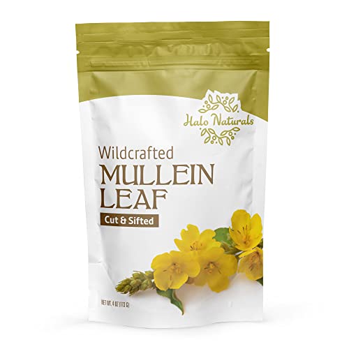 Halo Naturals Mullein Leaf 4 Oz Wildcrafted Cut & Sifted (Verbascum Thapsus) | Resealable Pouch| Packaged In The Usa (4 Ounces (Pack Of 1)) #TOP2
